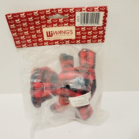 Vtg Just for Keeps Mini Red Green Holiday Christmas Plaid Teddy Bear Ornament - Picture 3 of 4